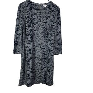 GAP Black & Gray Animal Print Shift Dress Zipper Back Size 10
